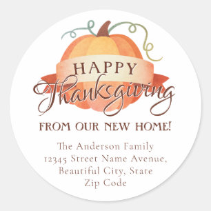 Happy Thanksgiving New Home Change Address Moving Ronde Sticker