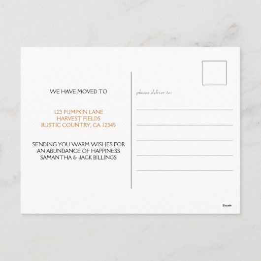 Happy Thanksgiving New Home Pumpkin Harvest Feestdagenkaart (Achterkant)