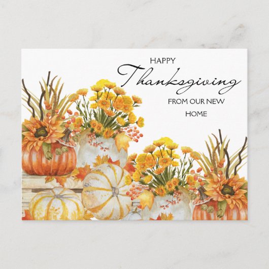 Happy Thanksgiving New Home Pumpkin Harvest Feestdagenkaart (Voorkant)