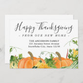 Happy Thanksgiving New Home Pumpkin Holiday Moving Aankondiging (Voorkant / Achterkant)