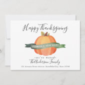 Happy Thanksgiving New Home Pumpkin Holiday Moving Aankondiging (Voorkant)