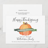 Happy Thanksgiving New Home Pumpkin Holiday Moving Aankondiging (Voorkant / Achterkant)