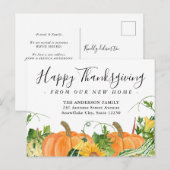Happy Thanksgiving New Home Pumpkin Holiday Moving Aankondigingskaart (Voorkant / Achterkant)