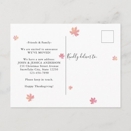 Happy Thanksgiving New Home Pumpkin Holiday Moving Aankondigingskaart (Achterkant)