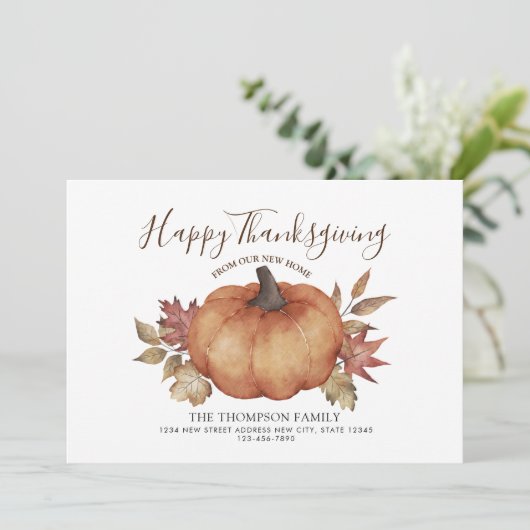 Happy Thanksgiving New Home Pumpkin Moving Aankondiging (Staand voorkant)