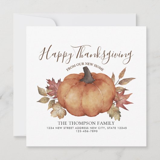 Happy Thanksgiving New Home Pumpkin Moving Aankondiging (Voorkant)