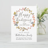 Happy Thanksgiving New Home Wreath Holiday Moving Aankondiging (Staand voorkant)