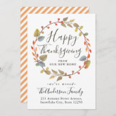 Happy Thanksgiving New Home Wreath Holiday Moving Aankondiging (Voorkant / Achterkant)