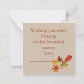 Happy Thanksgiving Notitiekaartje (Achterkant)