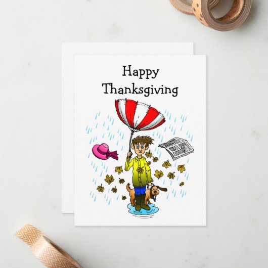 Happy Thanksgiving Notitiekaartje (Voorkant / Achterkant in situ)