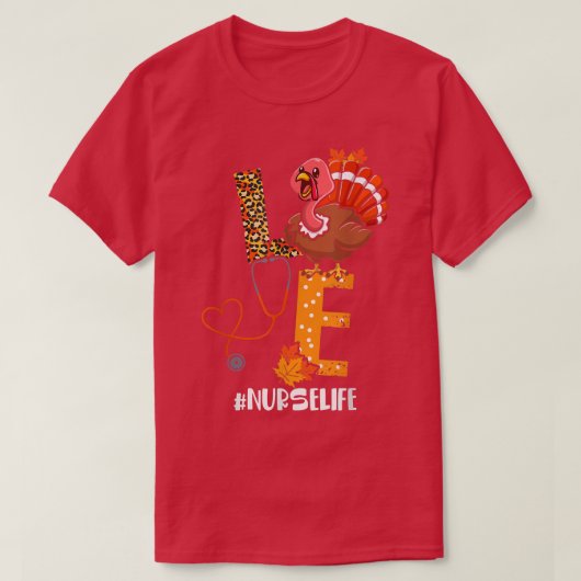 Happy Thanksgiving Nurse Love Turkey Outfit T-shirt (Design voorkant)