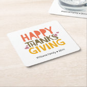 Happy Thanksgiving-Onderzetter voor gepersonalisee Kartonnen Onderzetters (Schuin)