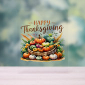 Happy Thanksgiving – Oogstmand met pompoenen Acryl Bord (Neutraal)
