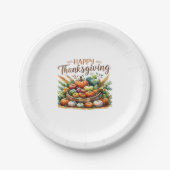 Happy Thanksgiving – Oogstmand met pompoenen Papieren Bordje (Voorkant)