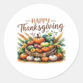 Happy Thanksgiving – Oogstmand met pompoenen Ronde Sticker (Voorkant)