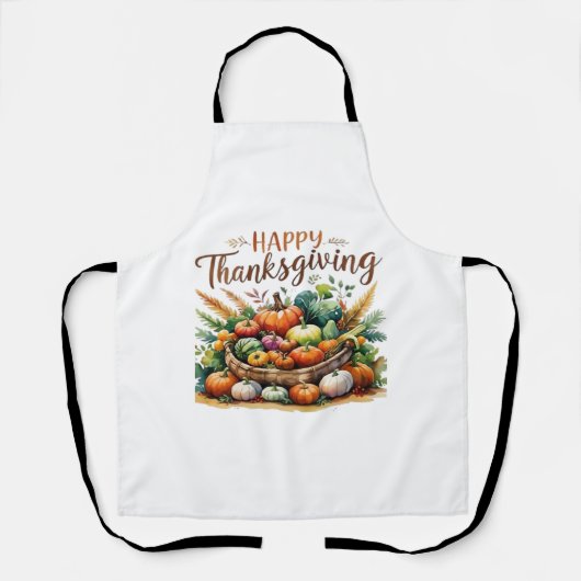 Happy Thanksgiving – Oogstmand met pompoenen Schort (Voorkant)