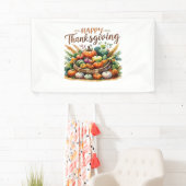 Happy Thanksgiving – Oogstmand met pompoenen Spandoek (Insitu)