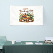 Happy Thanksgiving – Oogstmand met pompoenen Spandoek (Beurs)