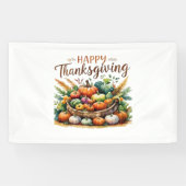 Happy Thanksgiving – Oogstmand met pompoenen Spandoek (Horizontaal)