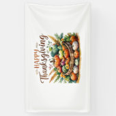 Happy Thanksgiving – Oogstmand met pompoenen Spandoek (Verticaal)
