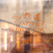 Happy Thanksgiving oranje aangepast naamdecor Raamsticker (Vel 2)