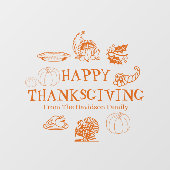 Happy Thanksgiving oranje aangepast naamdecor Raamsticker (Vel)