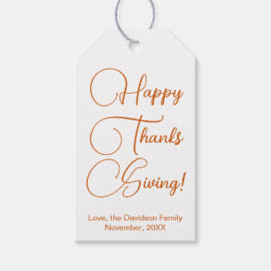 Happy Thanksgiving oranje aangepast script eenvoud Cadeaulabel
