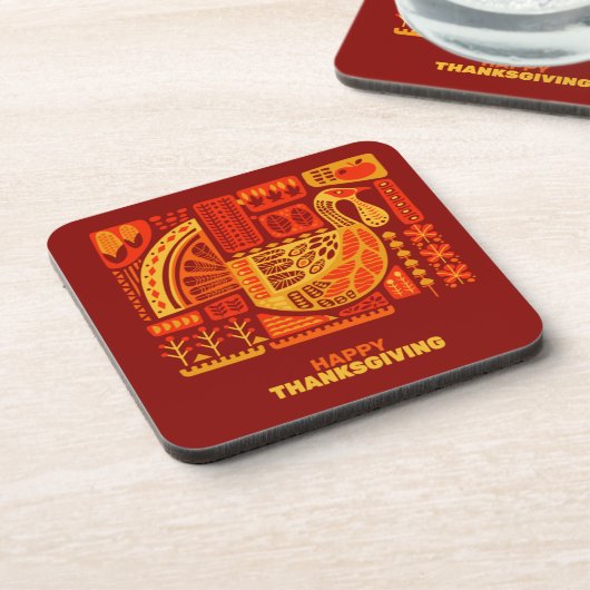 Happy Thanksgiving Oranje bruin hard met kurk Bier Onderzetter (Linkerzijde)