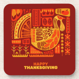 Happy Thanksgiving Oranje bruin hard met kurk Bier Onderzetter