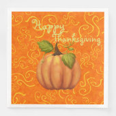 Happy Thanksgiving Oranje en gele wervelingen Servet (Voorkant)