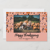Happy Thanksgiving Oranje paddenstoel Herfst Foto Feestdagenkaart (Voorkant)