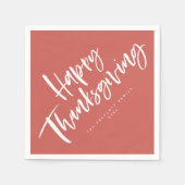 Happy Thanksgiving oranje penseelscript Servet (Voorkant)