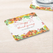 Happy Thanksgiving Oranje pompoenen Kartonnen Onderzetters (Schuin)