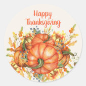 Happy Thanksgiving Oranje pompoenen vallen uit Ronde Sticker (Voorkant)