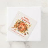 Happy Thanksgiving Oranje Pumpkin Fall Leaves Name Bedankjes Labels (In situ)