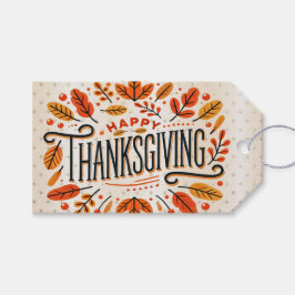 Happy Thanksgiving Oranje Yellow Fall Leaves Cadeaulabel
