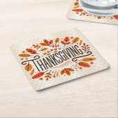 Happy Thanksgiving Oranje Yellow Fall Leaves Kartonnen Onderzetters (Schuin)