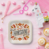 Happy Thanksgiving Oranje Yellow Fall Leaves Papieren Bordje (Feest)
