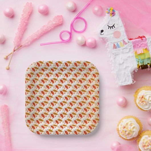 Happy Thanksgiving Oranje Yellow Fall Leaves Papieren Bordje (Feest)