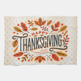 Happy Thanksgiving Oranje Yellow Fall Leaves Theedoek