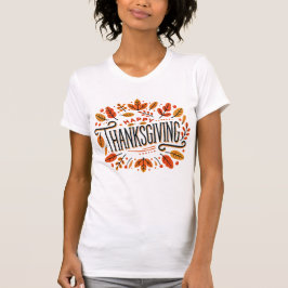 Happy Thanksgiving Oranje Yellow Fall Leaves Vrouw T-shirt