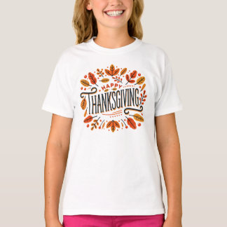 Happy Thanksgiving Oranje Yellow Fall verlaat Kind T-shirt