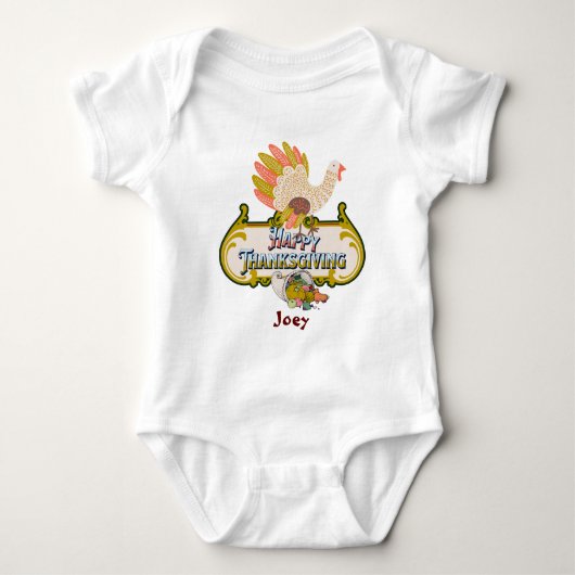Happy thanksgiving outfit - gepersonaliseerde naam romper (Voorkant)