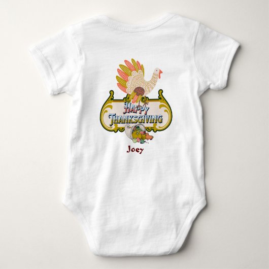 Happy thanksgiving outfit - gepersonaliseerde naam romper (Achterkant)