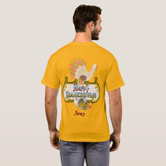 Happy thanksgiving outfit - gepersonaliseerde naam t-shirt (Achterkant volledig)