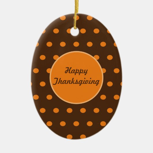 Happy Thanksgiving Ovaal Ornament (Bruin & Sinaasa (Voorkant)