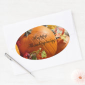 Happy Thanksgiving Ovale Pompoen Stickers (Envelop)