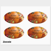 Happy Thanksgiving Ovale Pompoen Stickers (Vel)