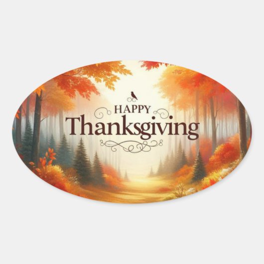 Happy Thanksgiving Ovale Sticker (Voorkant)