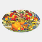 Happy Thanksgiving Ovale Sticker (Voorkant)